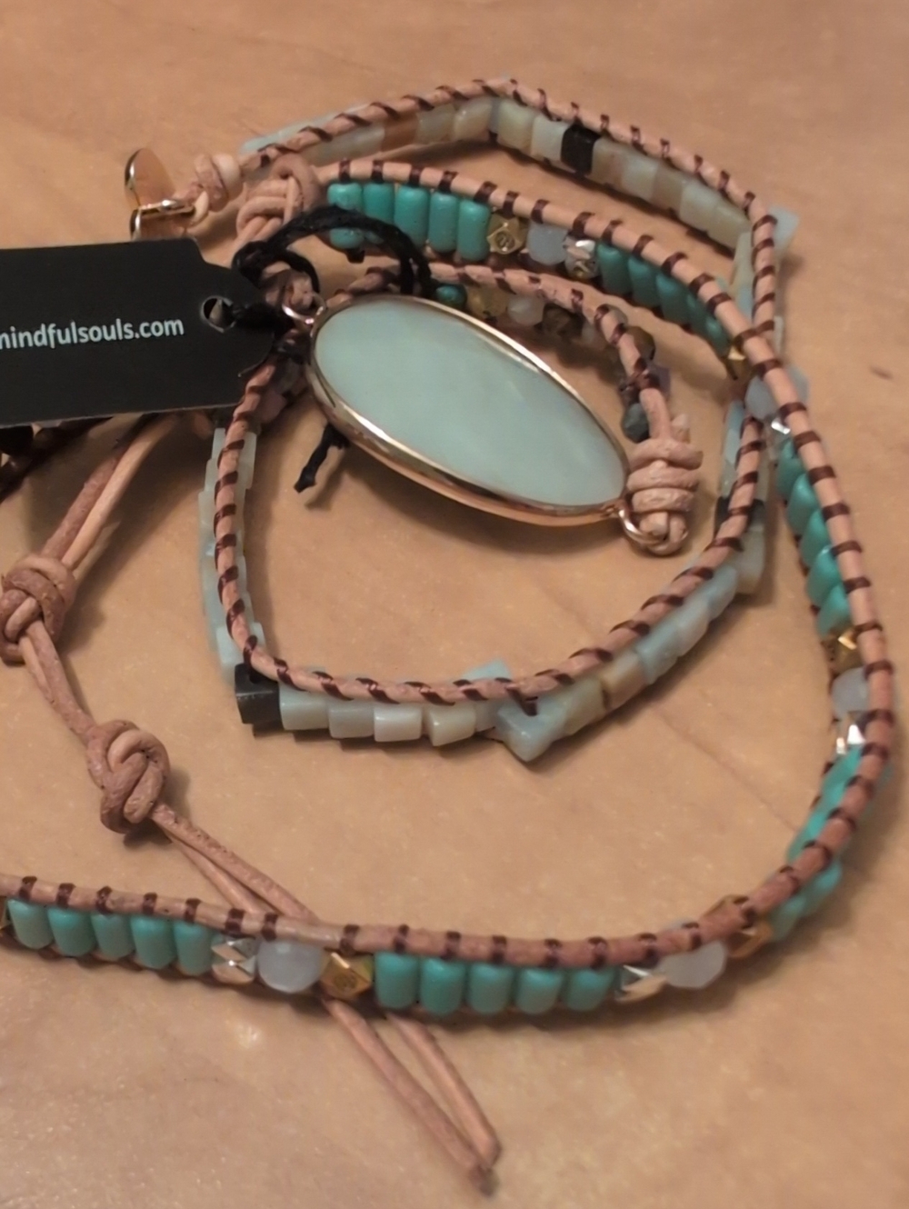 Mindful Souls Turquoise & Pink Multi-Strand Beaded Bracelet
